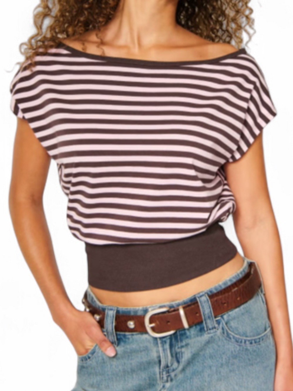 NEW Hollister Banded off the shoulder top Short Sleeve Preppy T Shirt - Picture 2 of 8